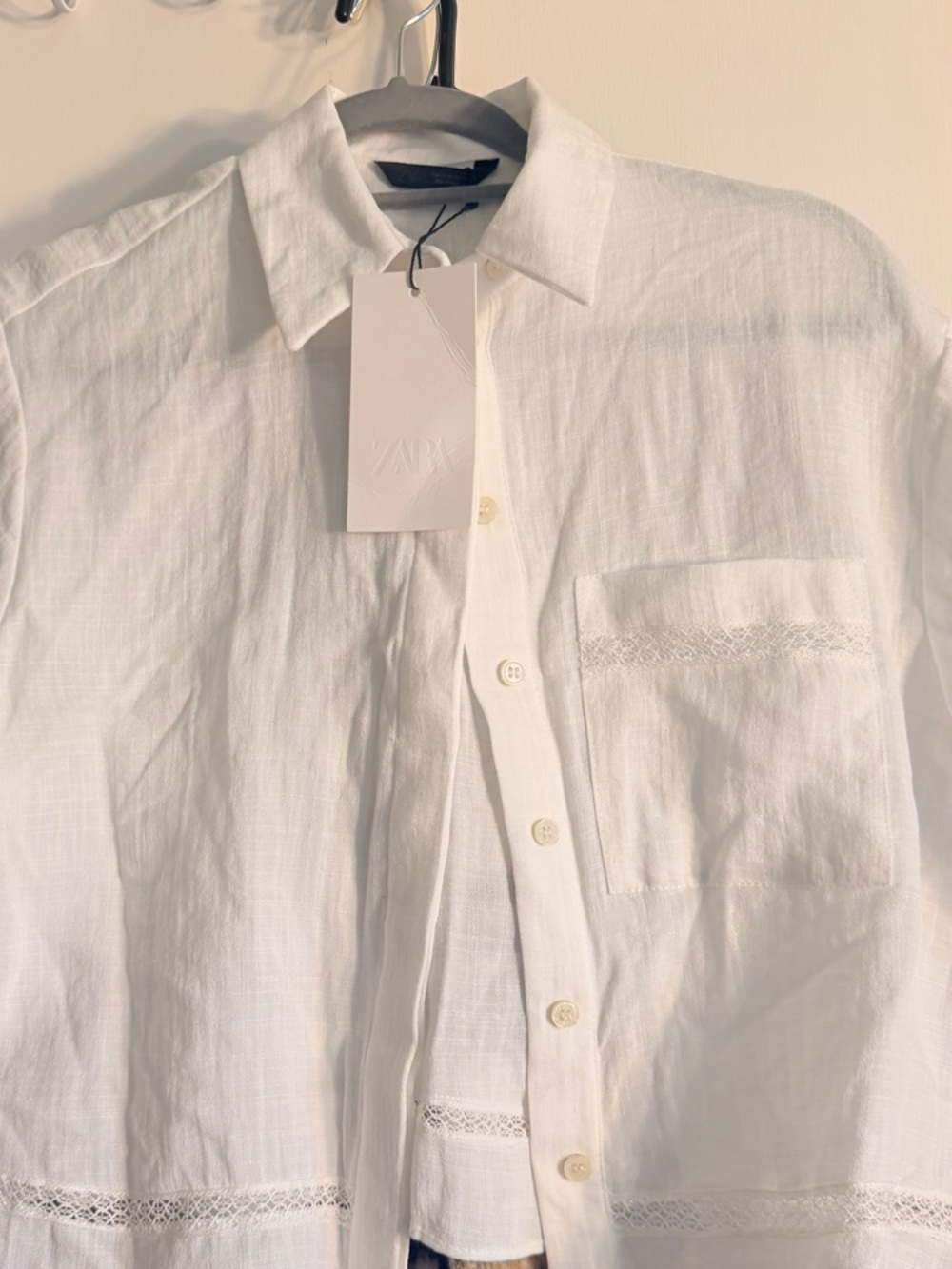 Zara Classic White Linen Button-Up Shirt NWT - Picture 5 of 5